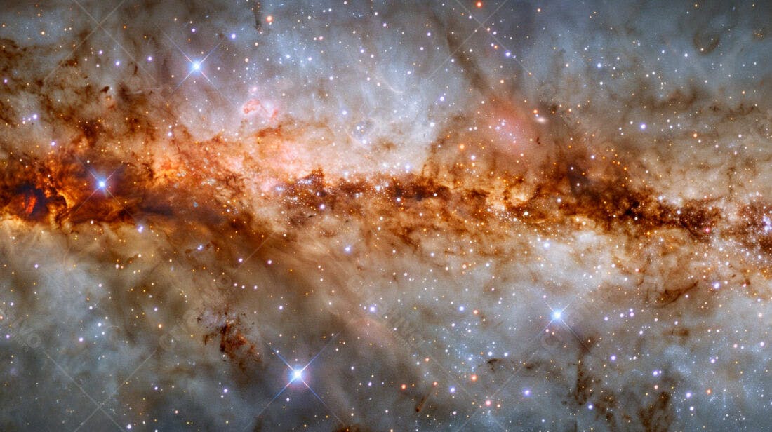 Nebulosa cósmica tons laranja e cinza