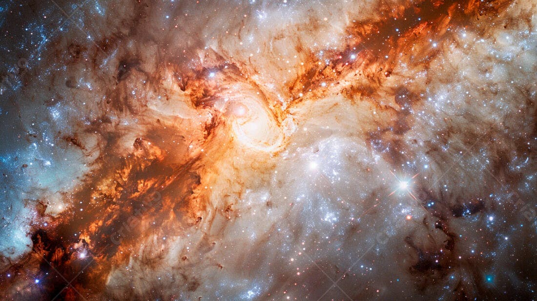 Nebulosa Espiral tons laranja e azul