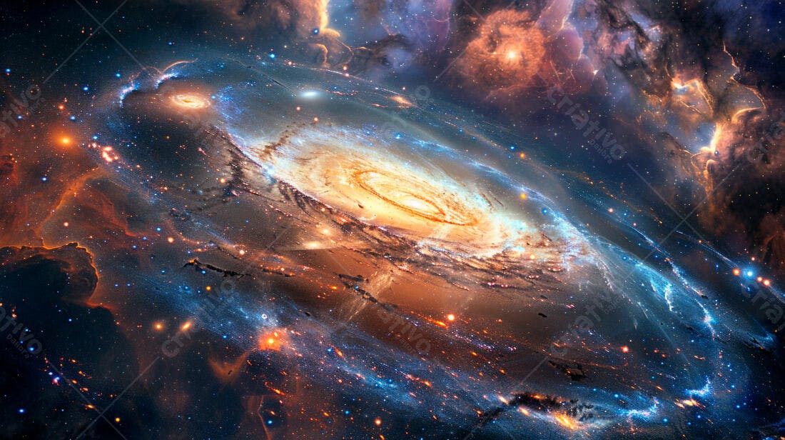 Galáxia espiral cores vibrantes espaço