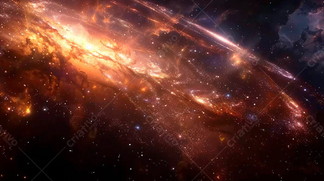 Nebulosa laranja e dourada no espaço