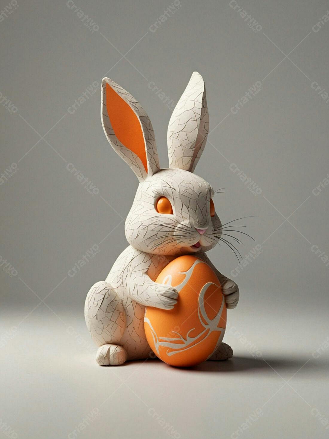 Coelho de Páscoa com ovo laranja