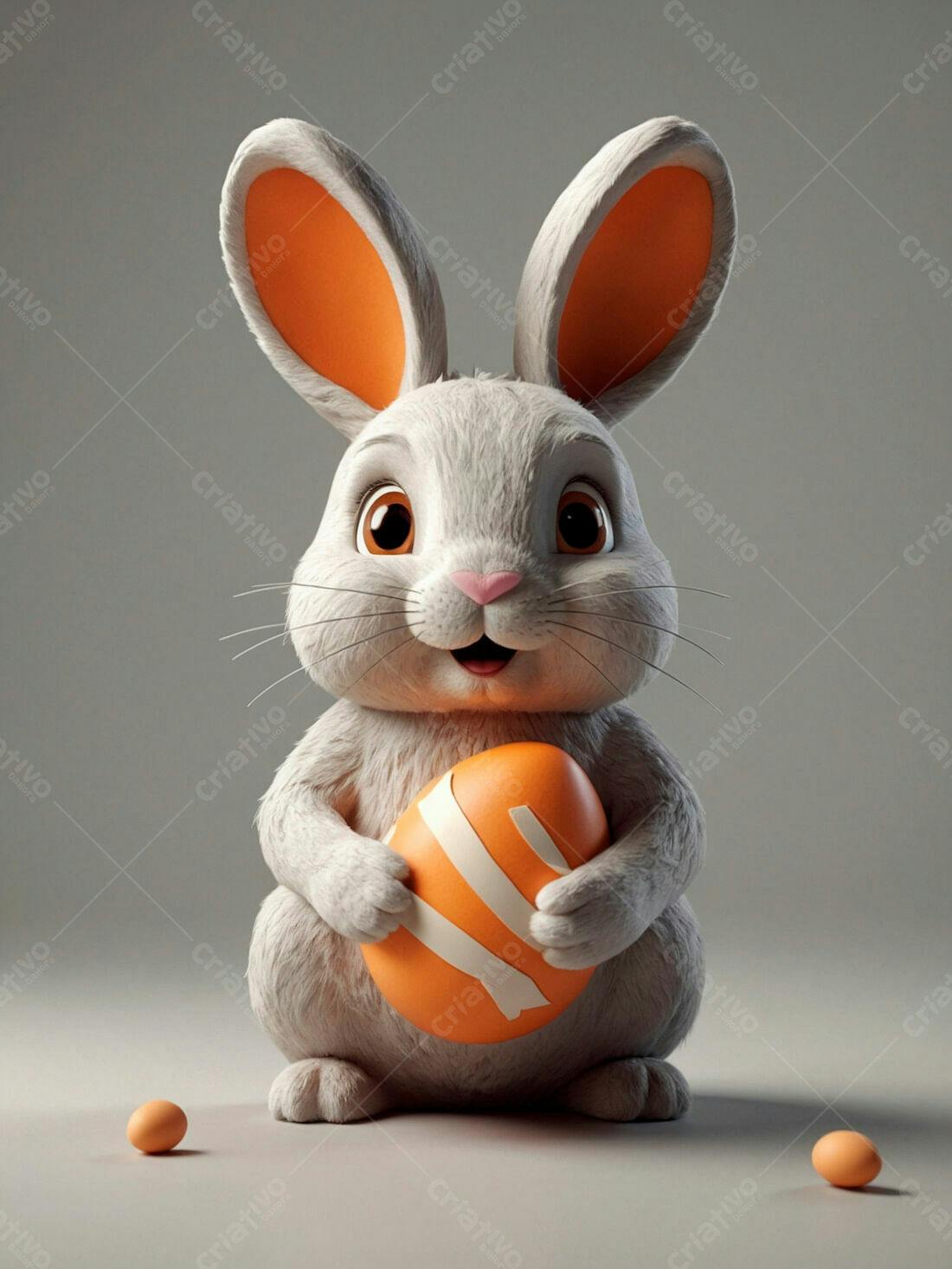 Coelhinho da Páscoa com ovo laranja
