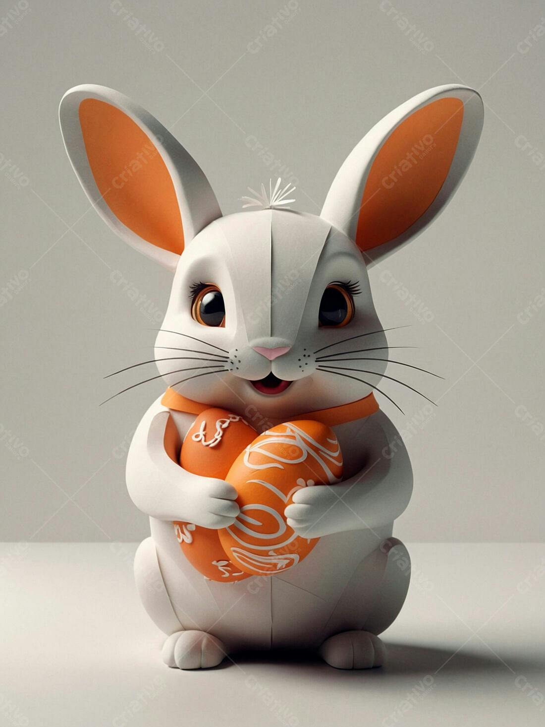 Coelhinho branco com ovos de Páscoa