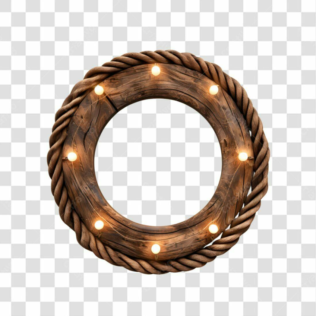 Moldura de Madeira com Luzes PNG com fundo transparente