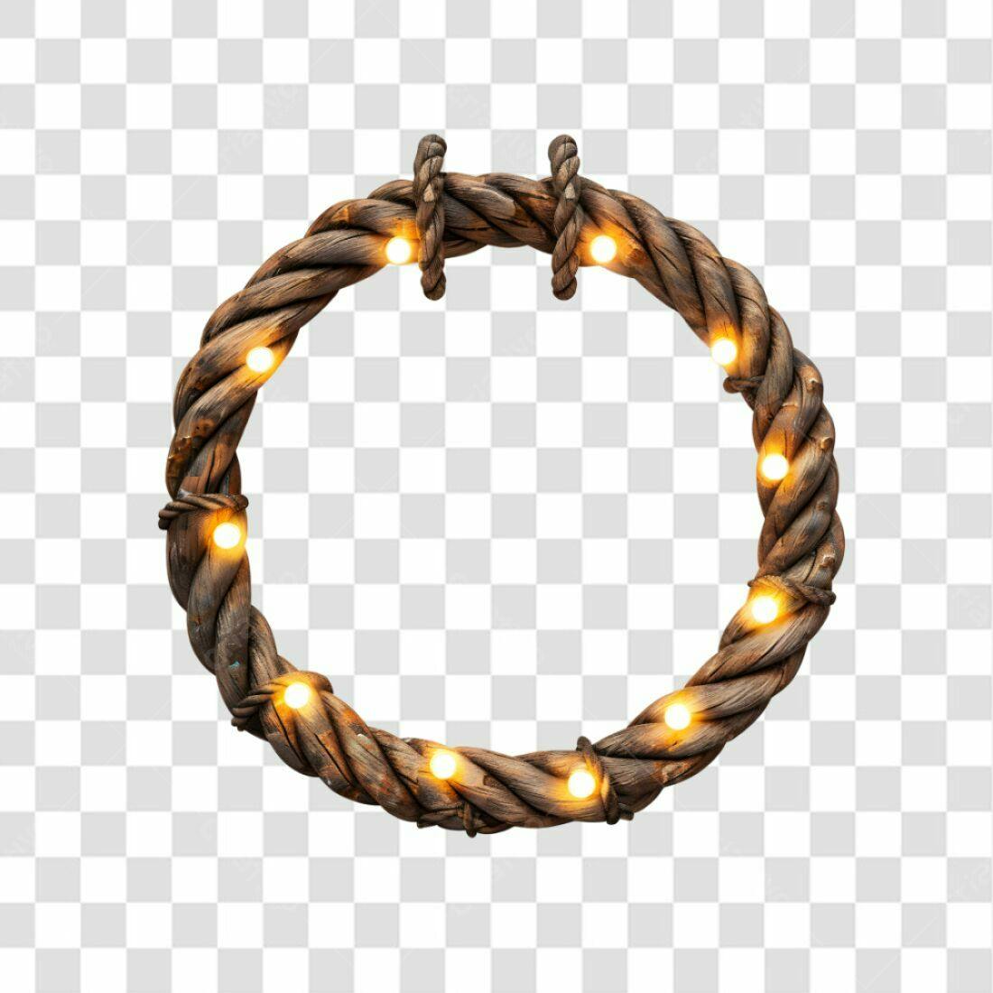 Moldura de corda com luzes PNG com fundo transparente