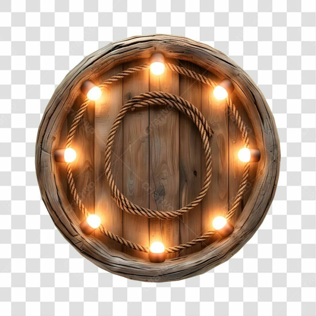 Selo Madeira Luzes e Corda PNG com fundo transparente