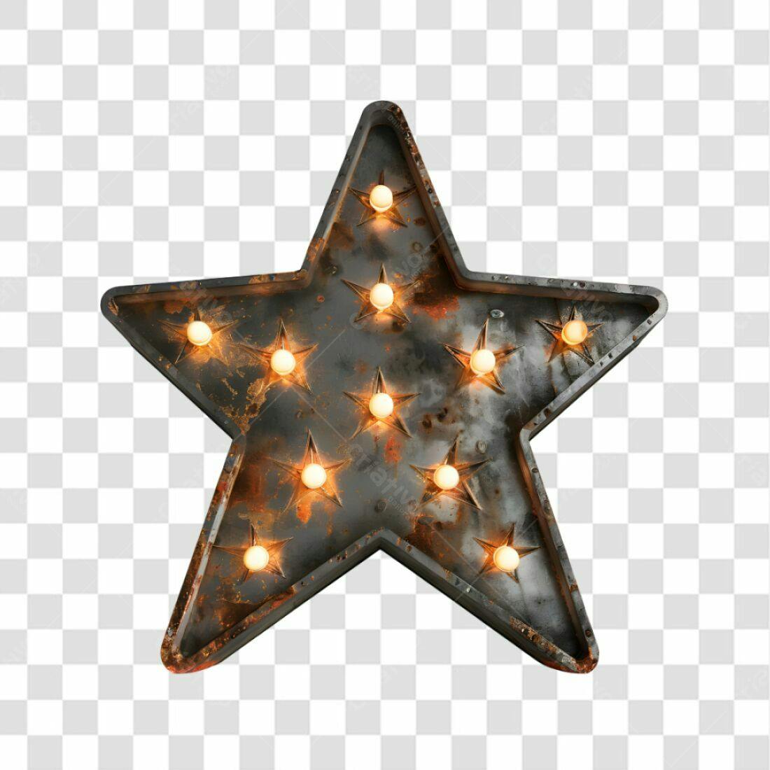 Icone Estrela Rustica com Luzes PNG com fundo transparente