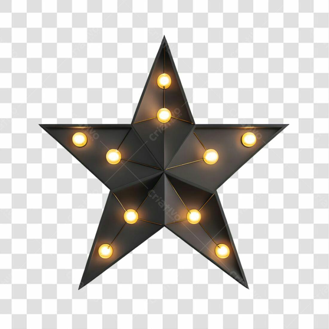 Icone Estrela Negra com Luzes PNG com fundo transparente