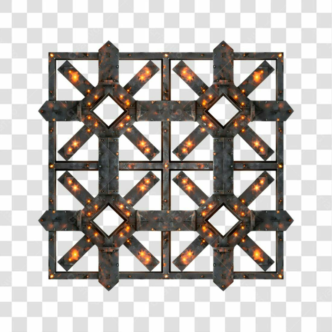 Moldura Metálica com Luzes PNG com fundo transparente