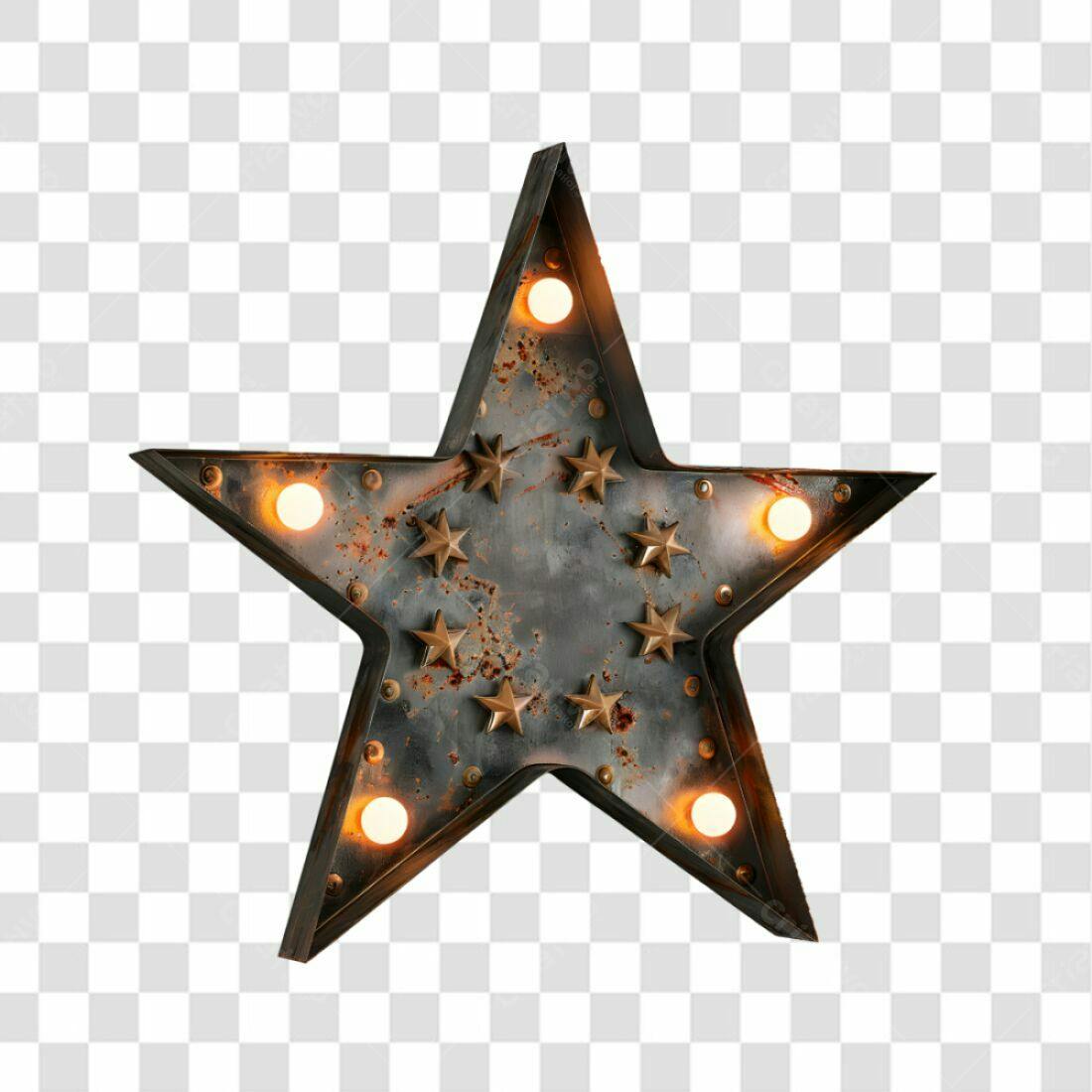 Icone Estrela Rustica com Luzes PNG com fundo transparente