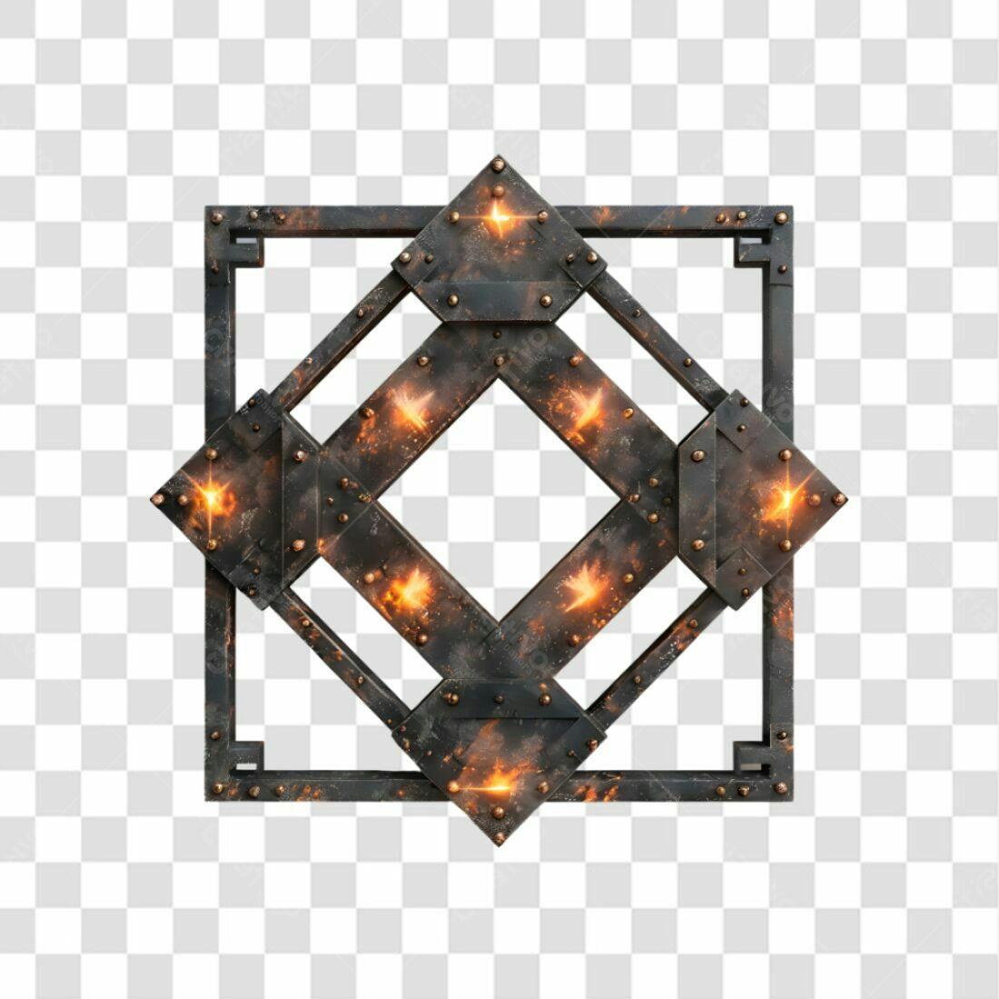 Moldura Metálica Industrial PNG com fundo transparente