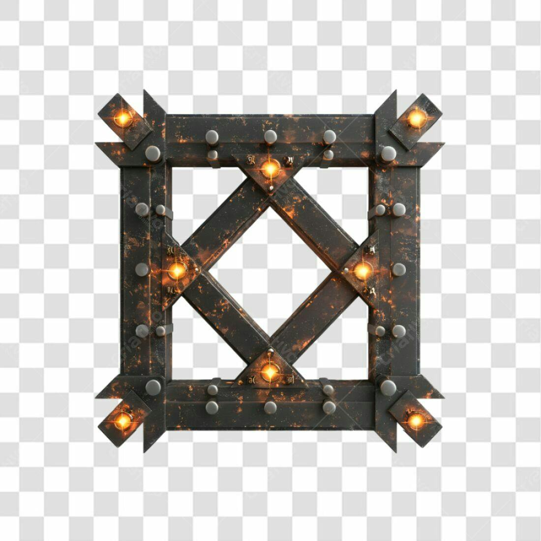 Moldura Metálica Industrial PNG com fundo transparente