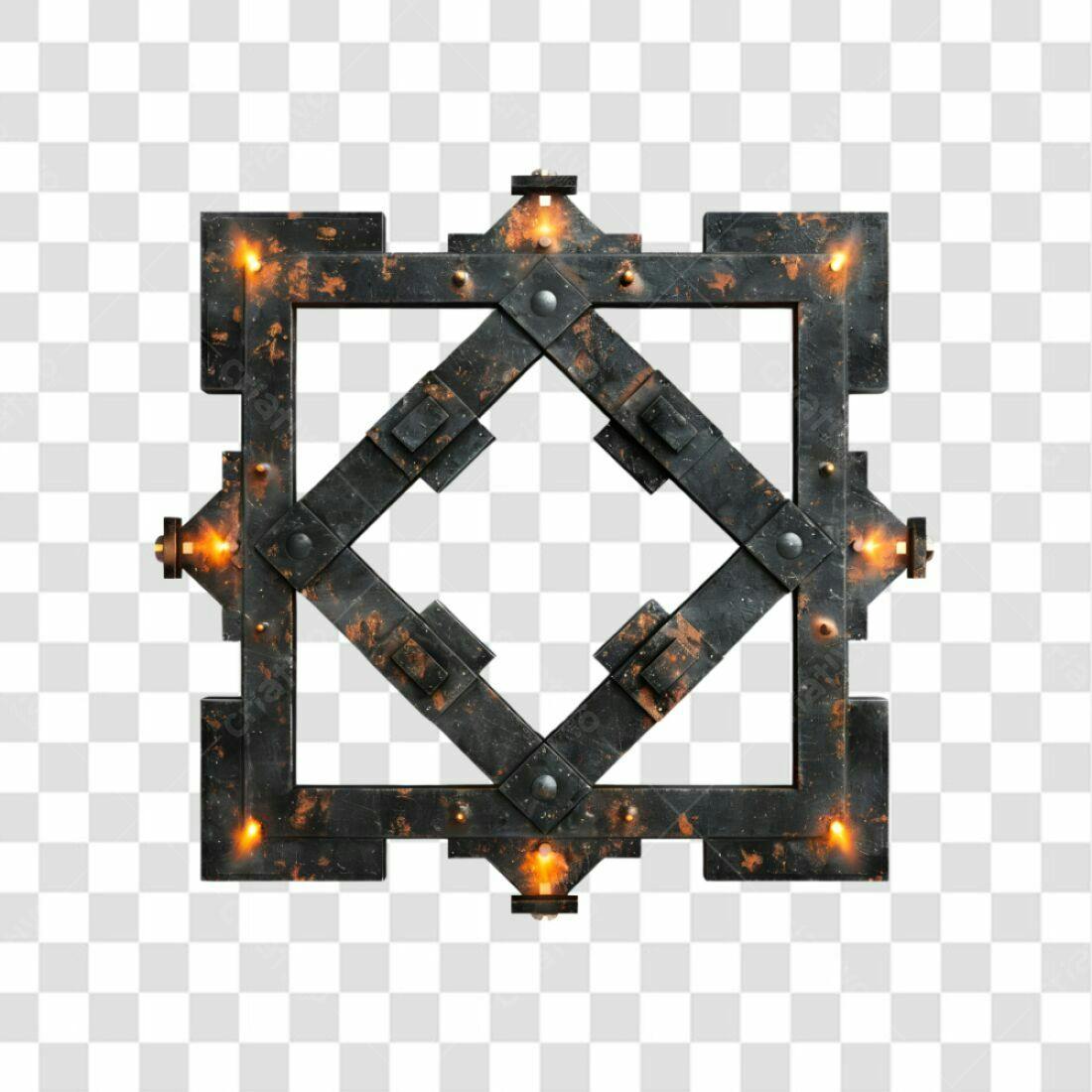 Moldura Metálica Quadrada PNG com fundo transparente