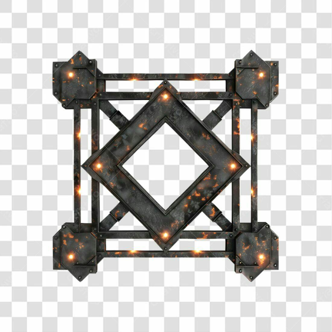 Moldura Metálica Industrial PNG com fundo transparente