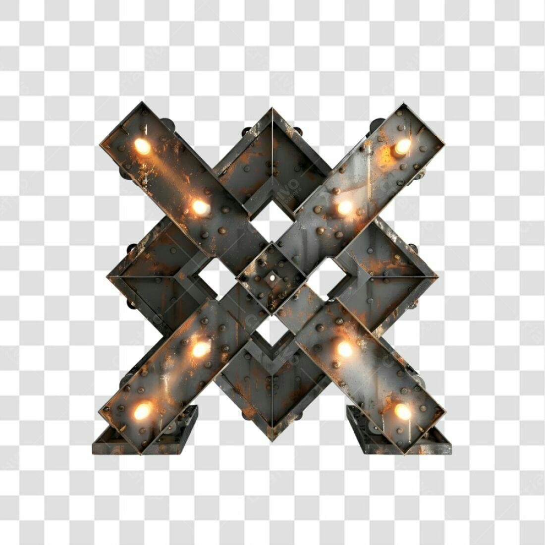 Icone Industrial X com lâmpadas PNG com fundo transparente