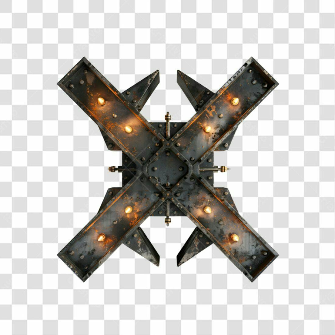 Ícone Industrial Cruz Metálica PNG com fundo transparente