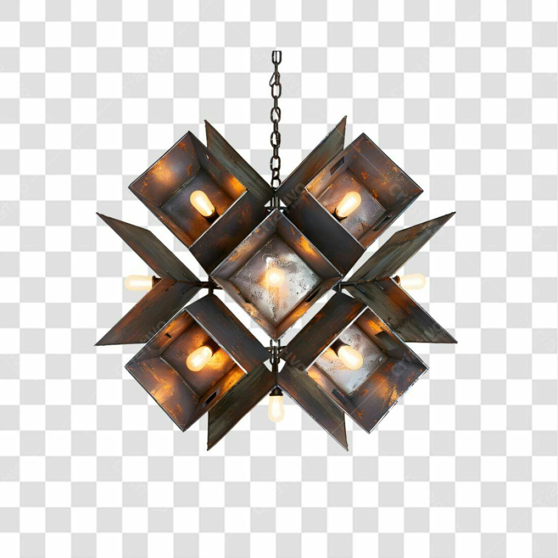 Lustre Industrial Metálico PNG com fundo transparente