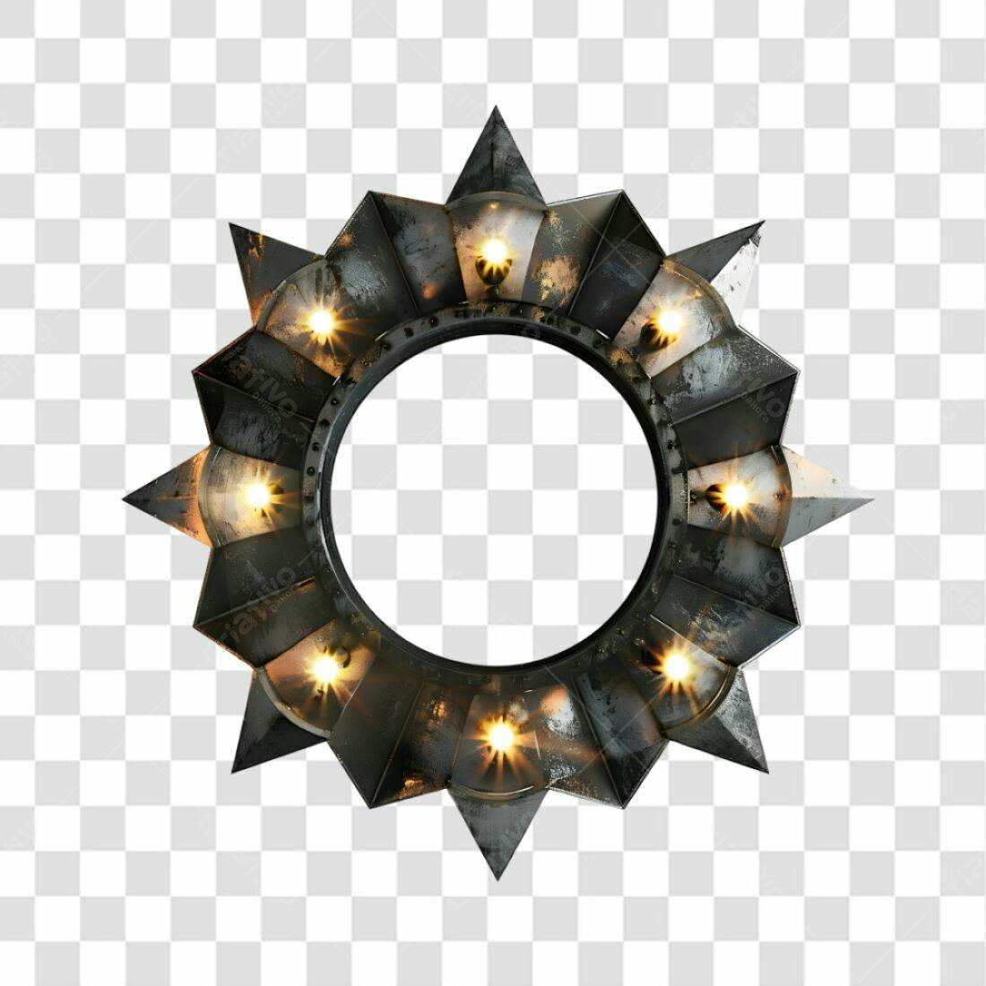 Moldura Circular Metálica PNG com fundo transparente
