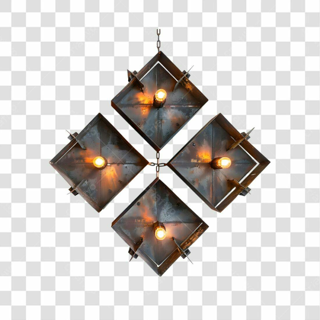 Lustre Industrial Metálico PNG com fundo transparente