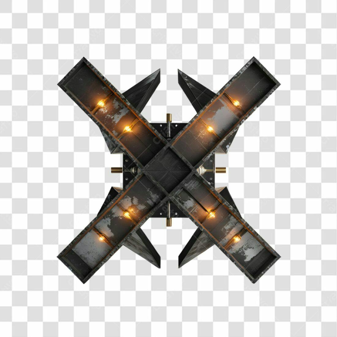 Icone X Industrial Metálico PNG com fundo transparente