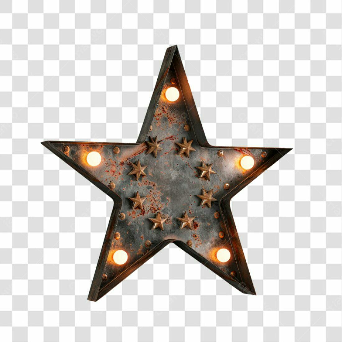 Icone Estrela Rustica com Luzes PNG com fundo transparente