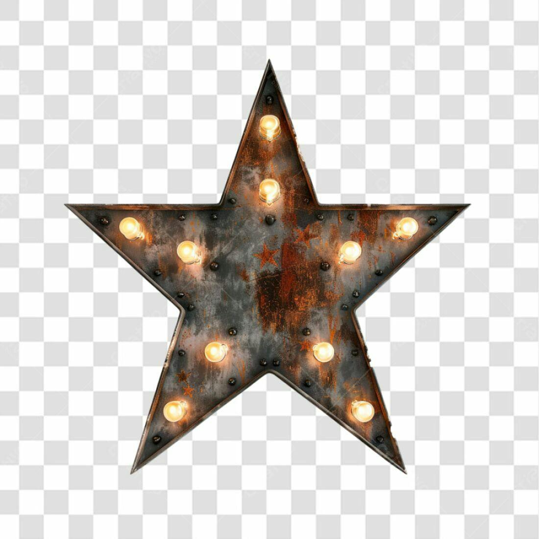 Icone Estrela Rustica com Lâmpadas PNG com fundo transparente
