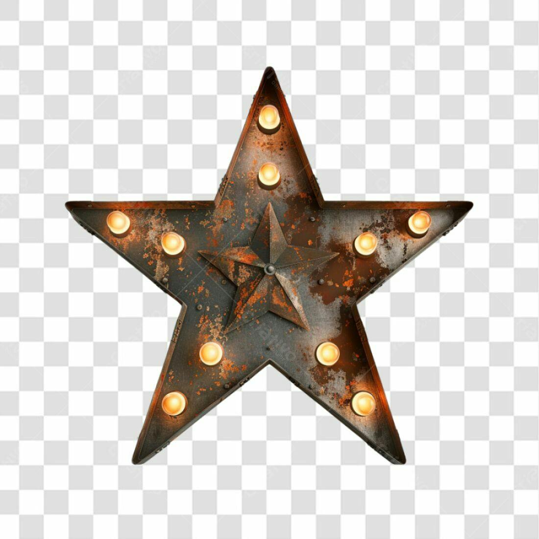 Icone Estrela Rustica com Luzes PNG com fundo transparente
