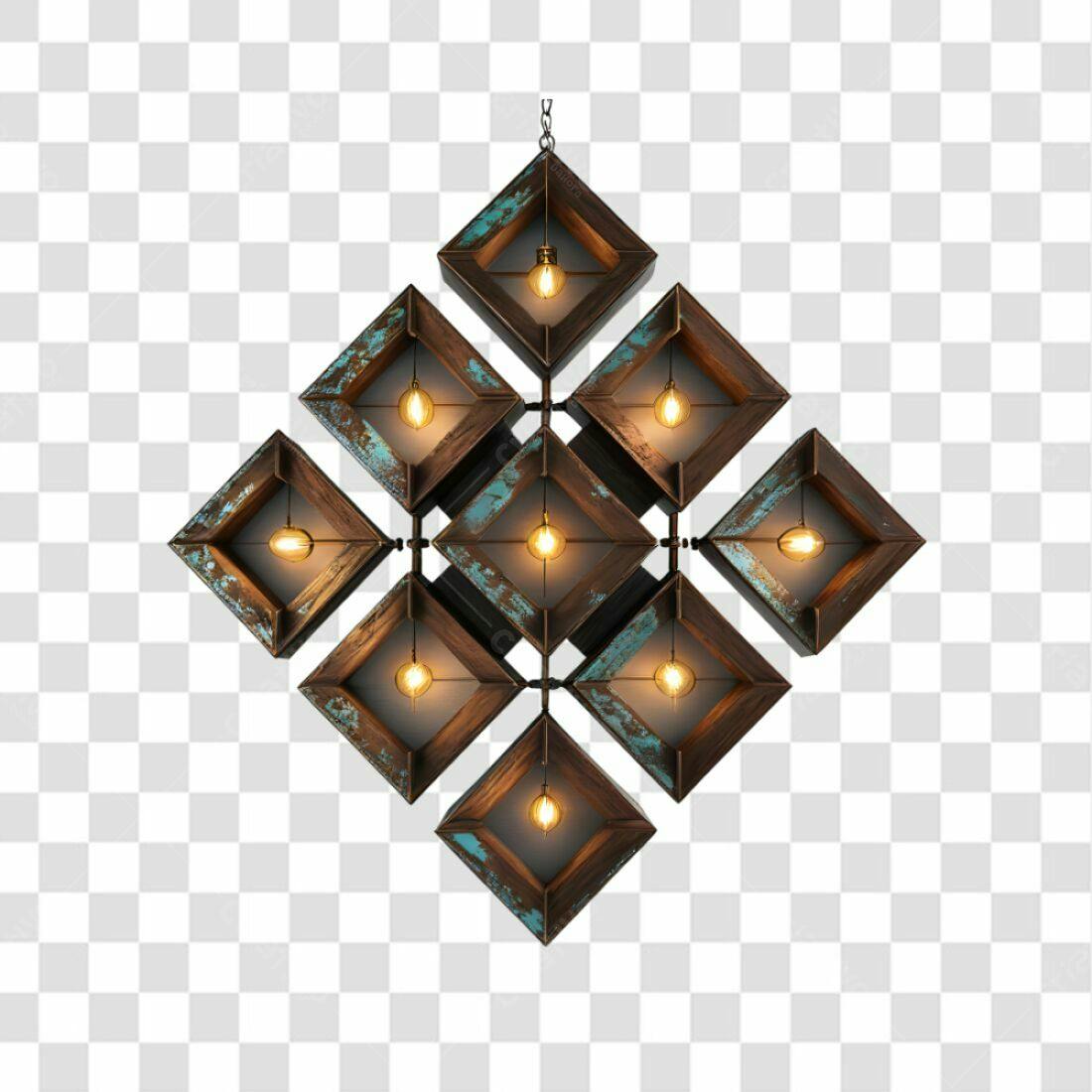 Lustre Moderno em Madeira e Metal PNG com fundo transparente