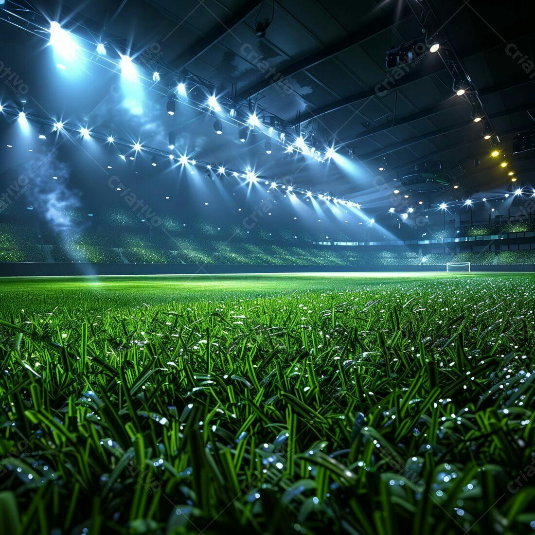 Campo de futebol iluminado à noite