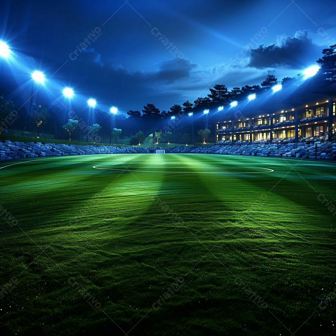 Campo de futebol iluminado à noite