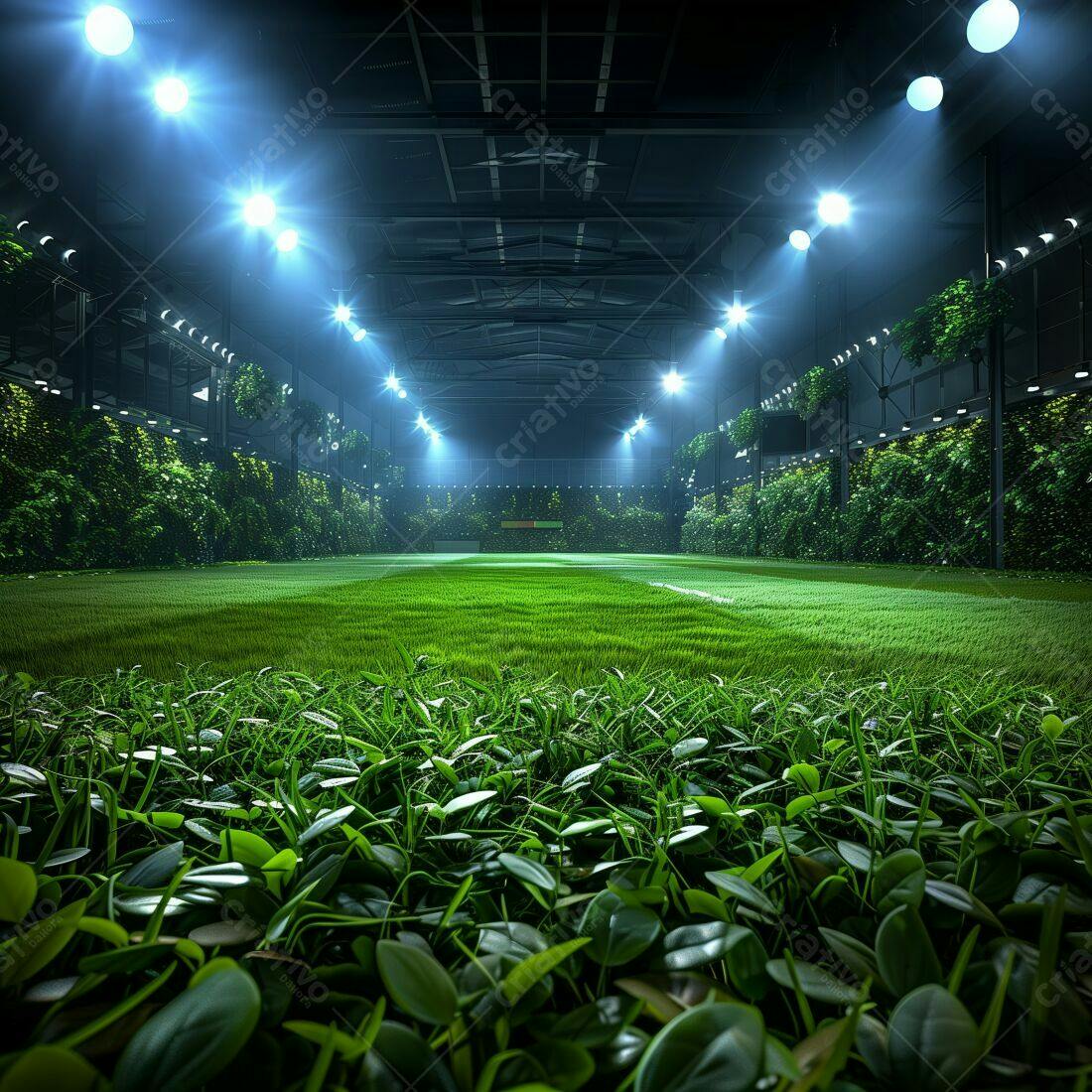 Campo de Futebol Indoor com Parede Verde