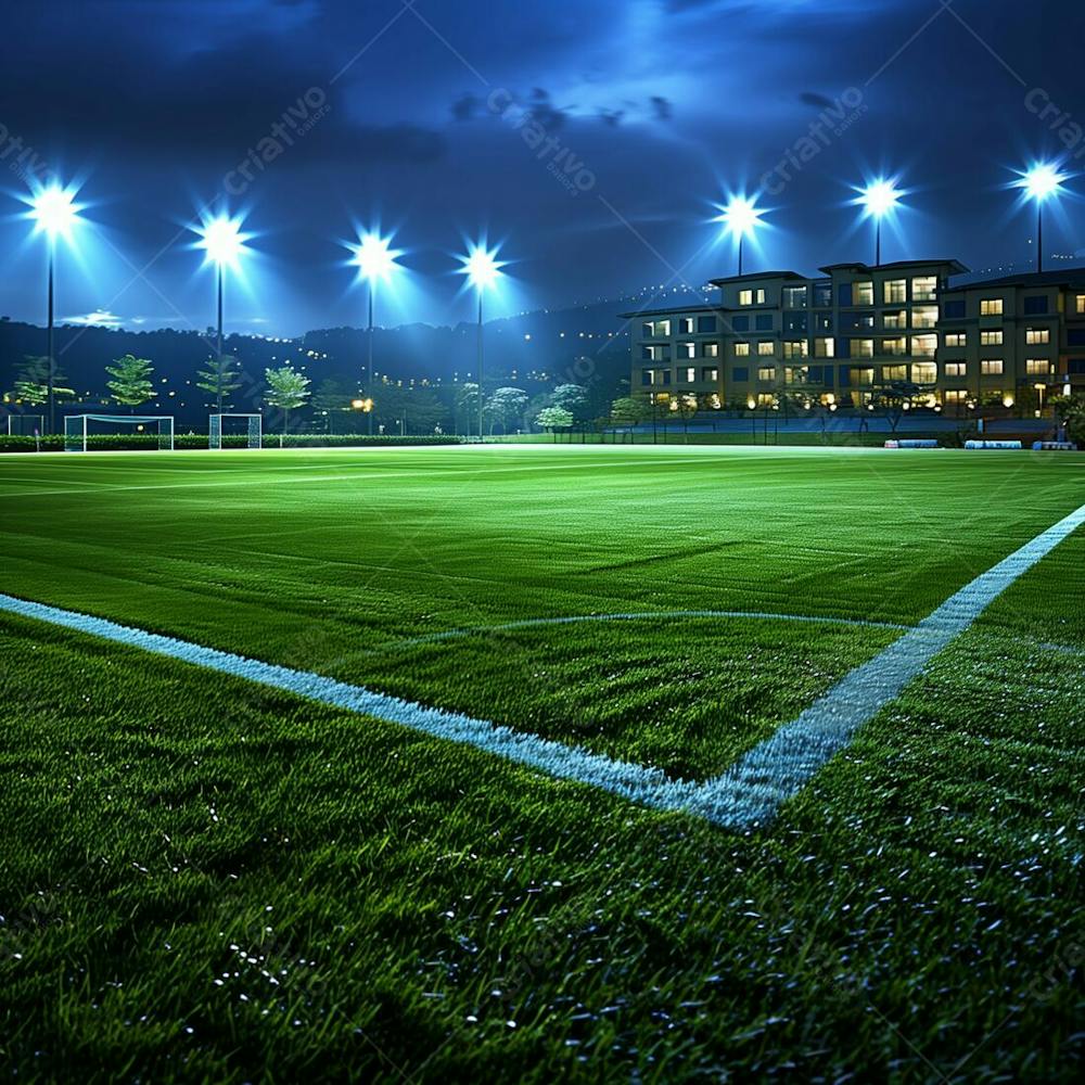 CAMPO DE FUTEBOL | ILUMINAÇÃO - GRAMADO VERDE | IMAGEM