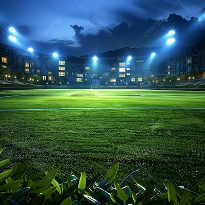 CAMPO DE FUTEBOL | ILUMINAÇÃO - GRAMADO VERDE | IMAGEM