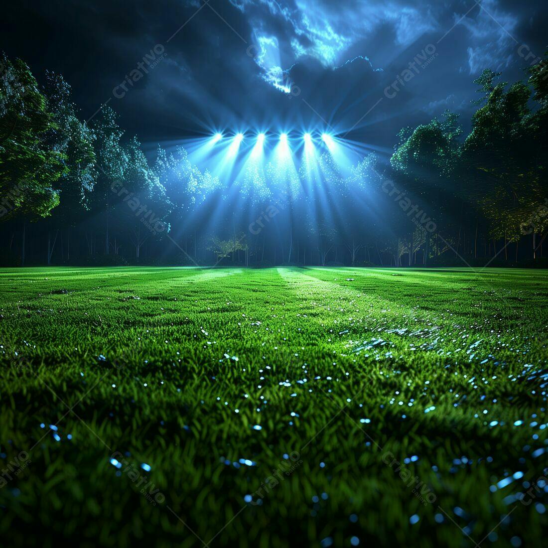 Campo de futebol iluminado a noite