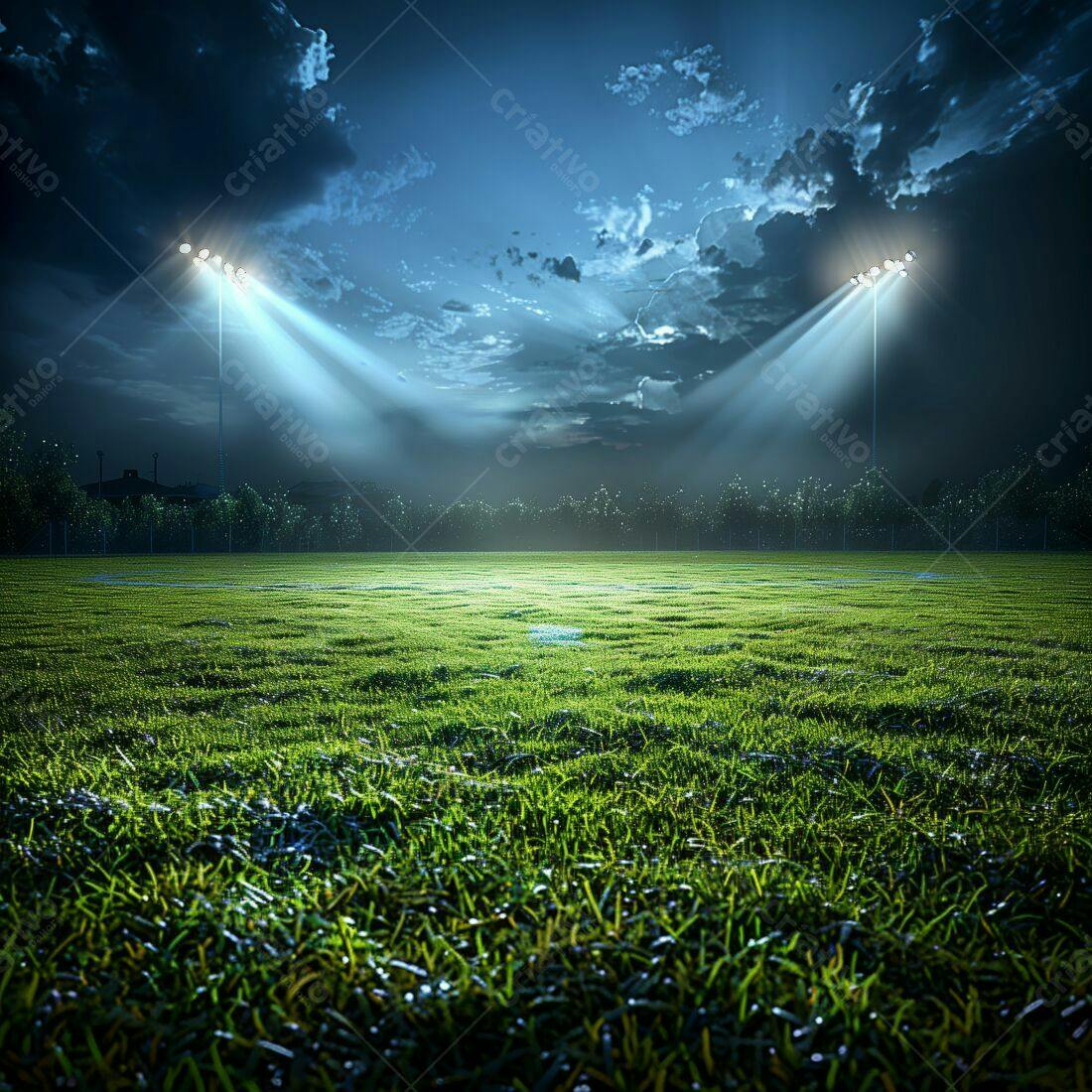 Campo de futebol iluminado à noite