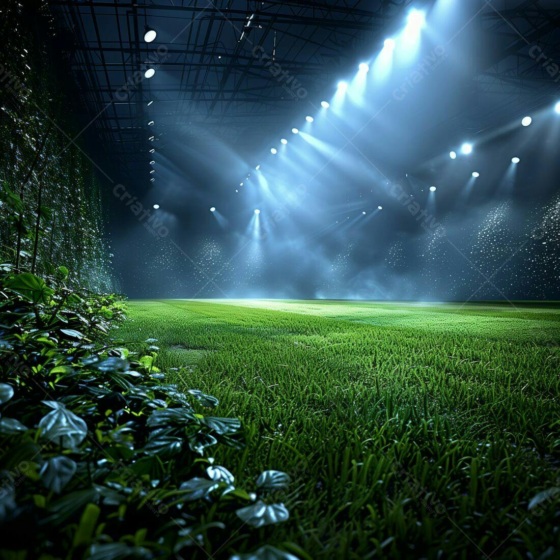 Campo de futebol iluminado à noite