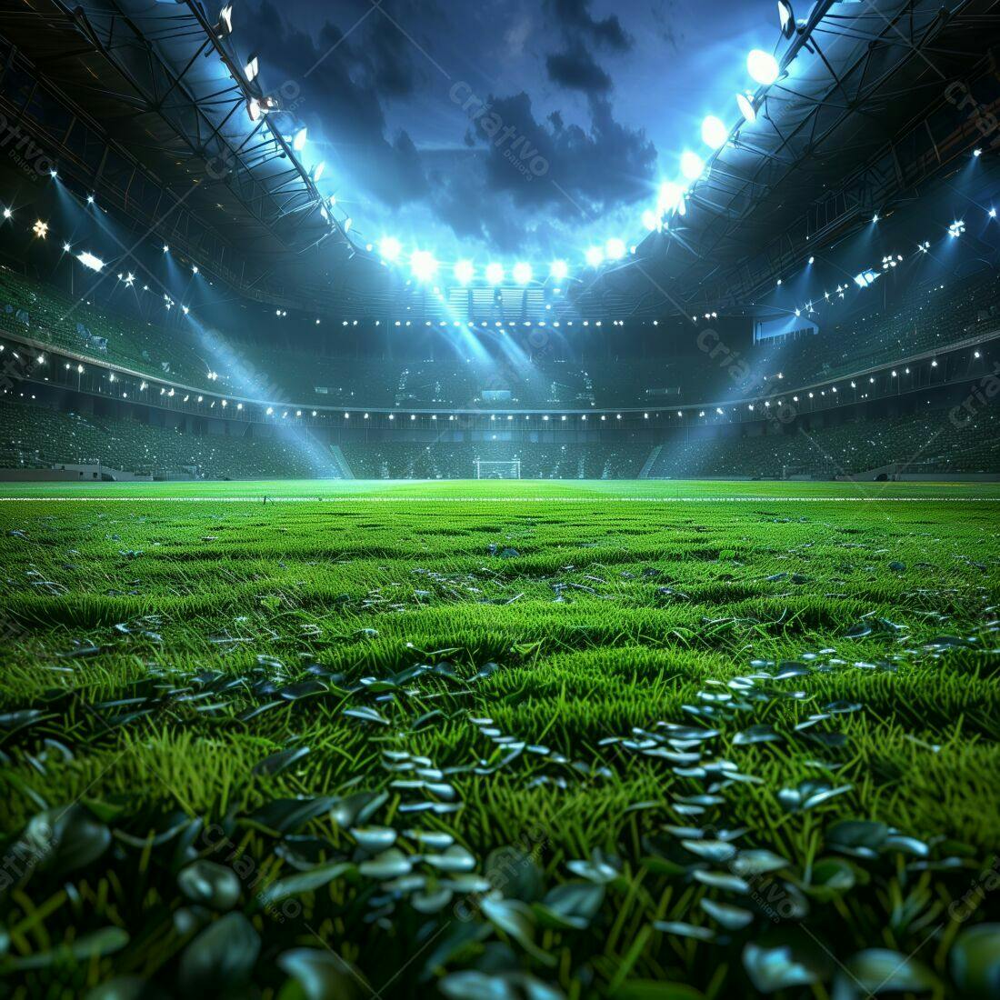 Campo de futebol iluminado à noite