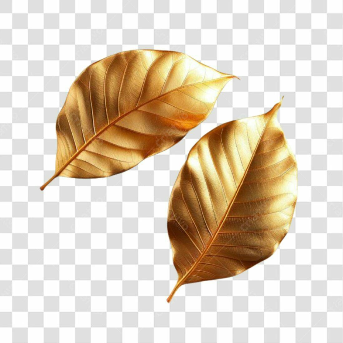 Icone Folhas Douradas PNG com fundo transparente