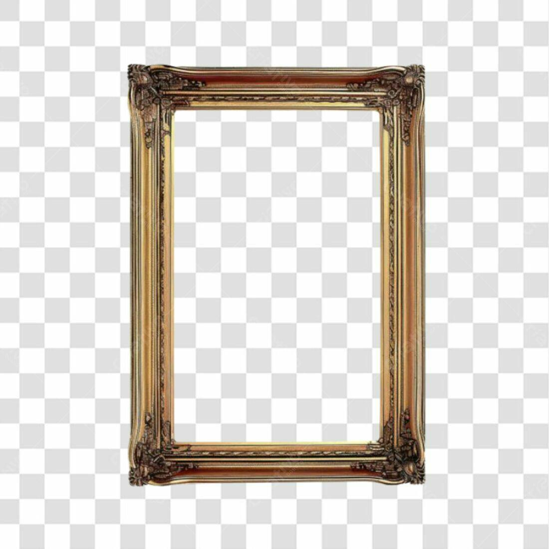 Moldura PNG com fundo transparente dourada vintage
