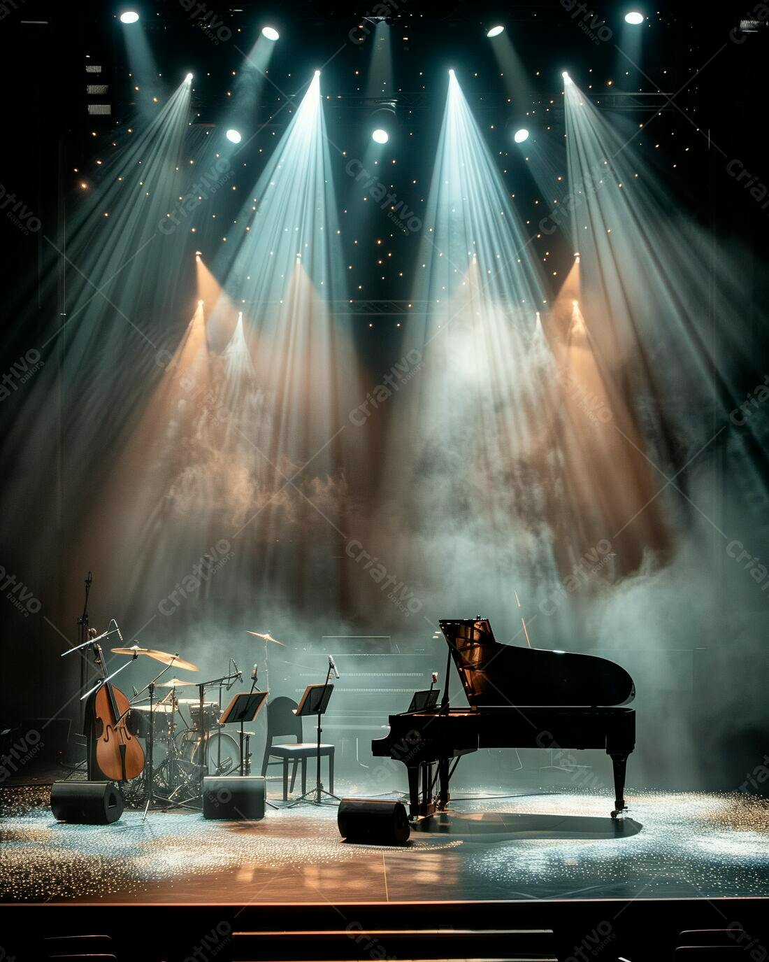 Piano de Cauda em Palco Iluminado
