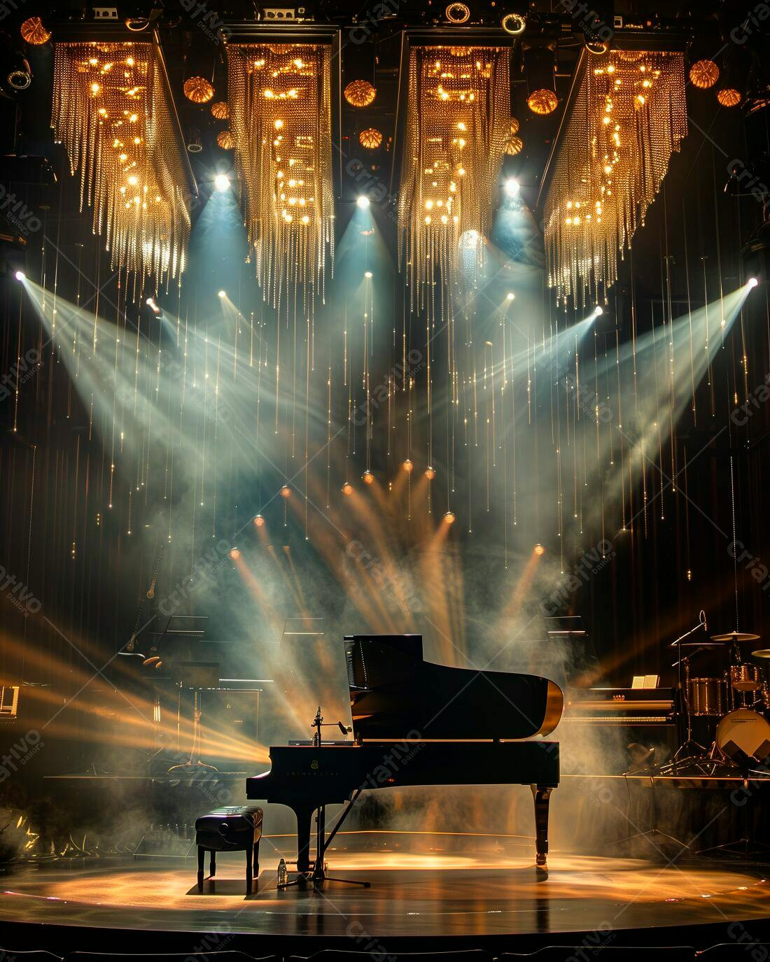 Piano de Cauda em Palco Iluminado