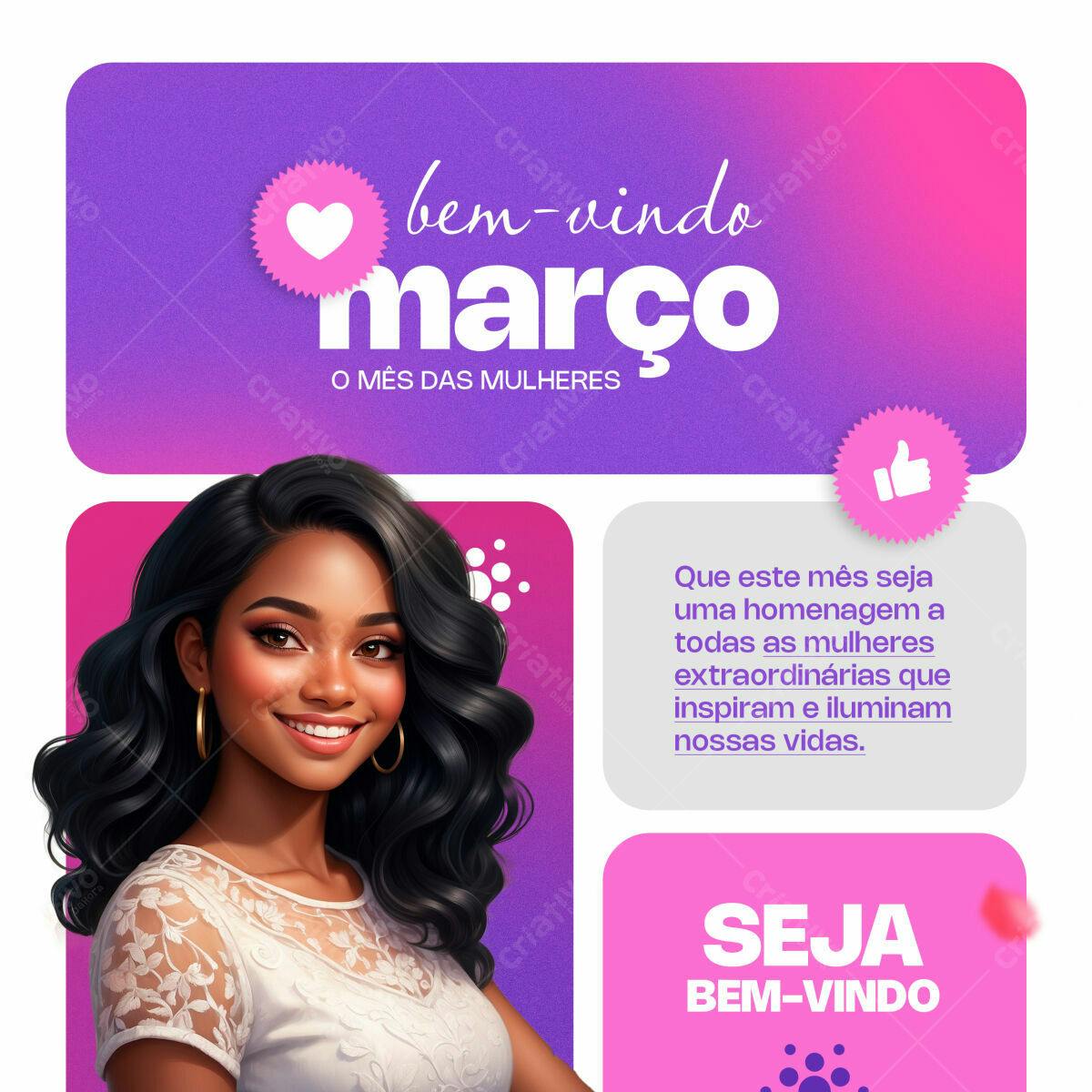 Post para o Mês das Mulheres PSD Editável