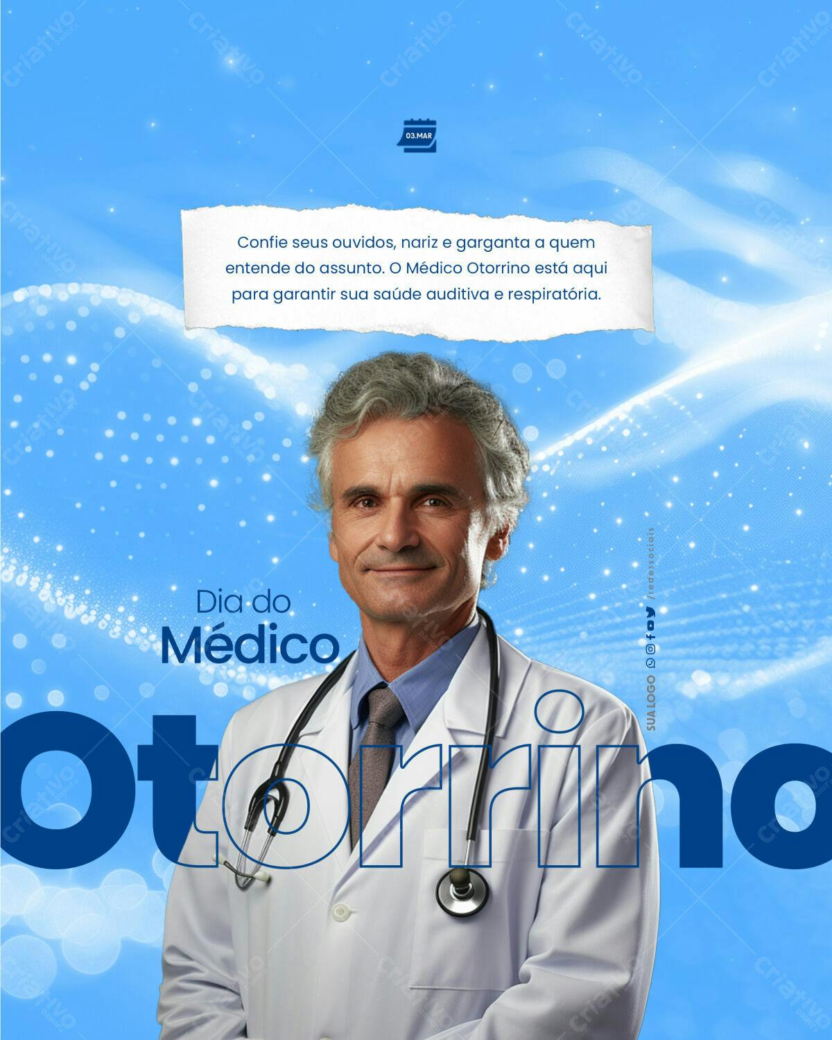 Flyer Dia do Médico Otorrino PSD Editável