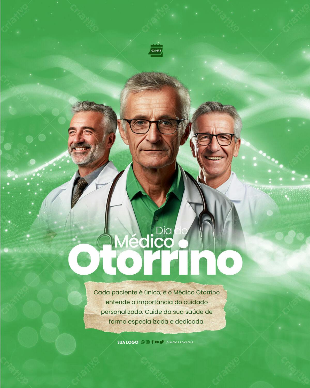 Flyer Dia do Médico Otorrino PSD Editável