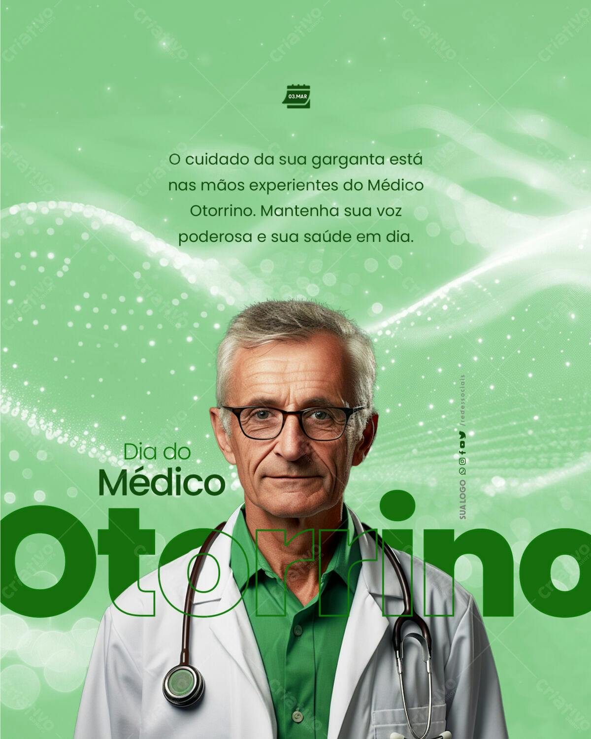Flyer Dia do Médico Otorrino PSD Editável