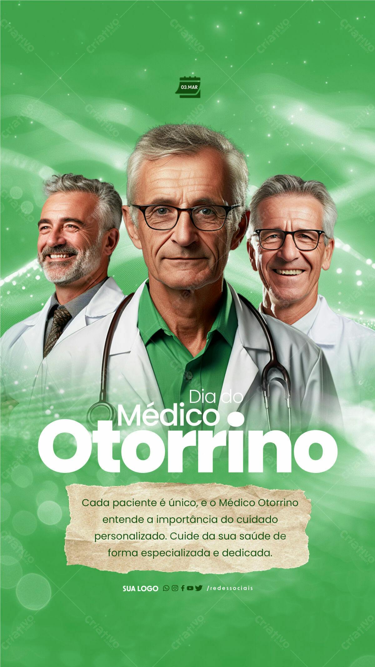 Flyer Dia do Médico Otorrino PSD Editável