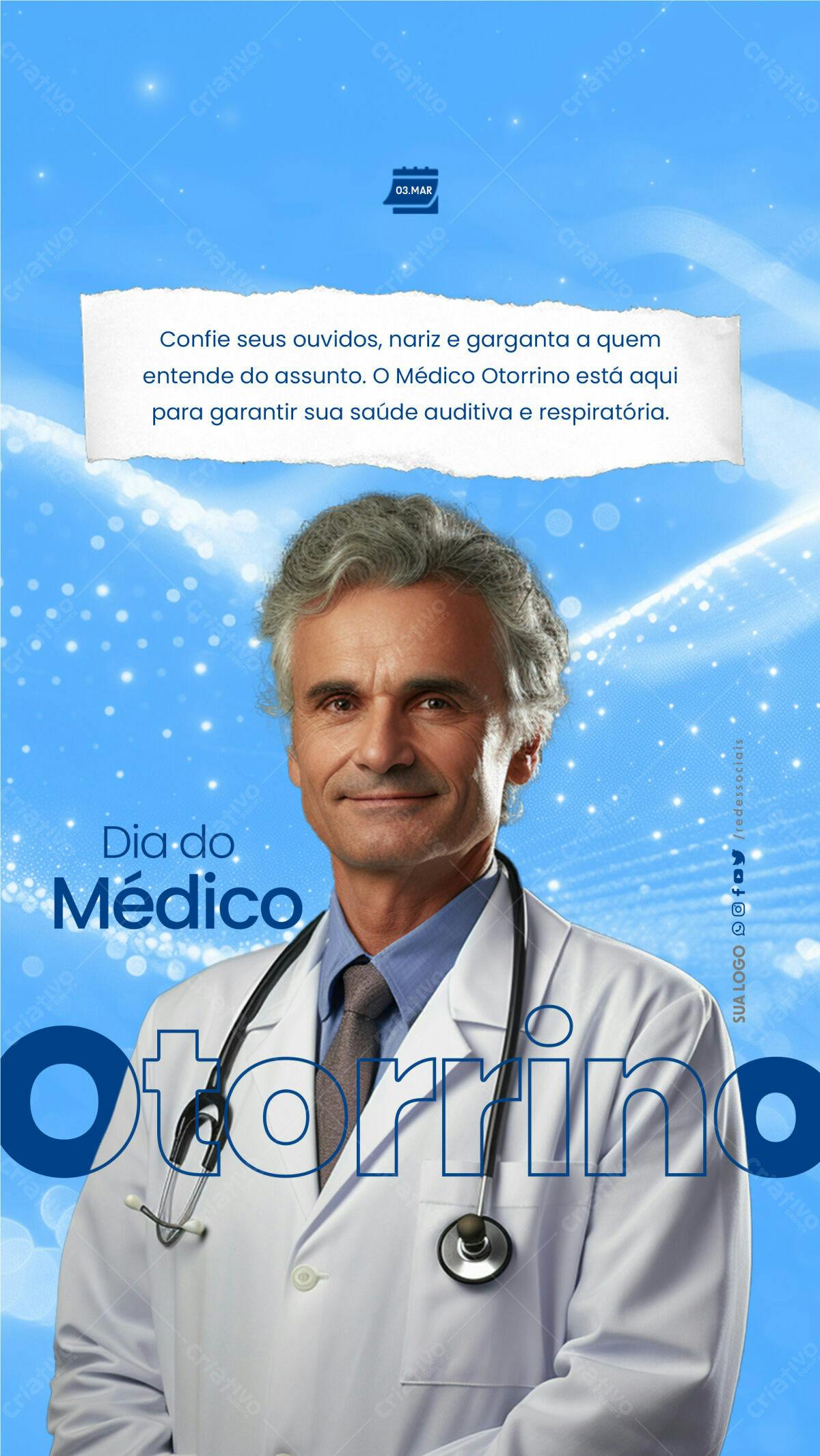 Flyer Dia do Médico Otorrino PSD Editável