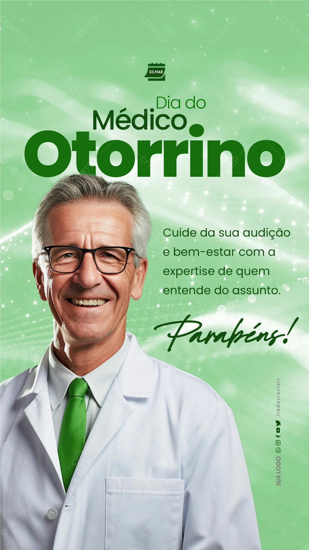 Flyer Dia do Médico Otorrino PSD Editável