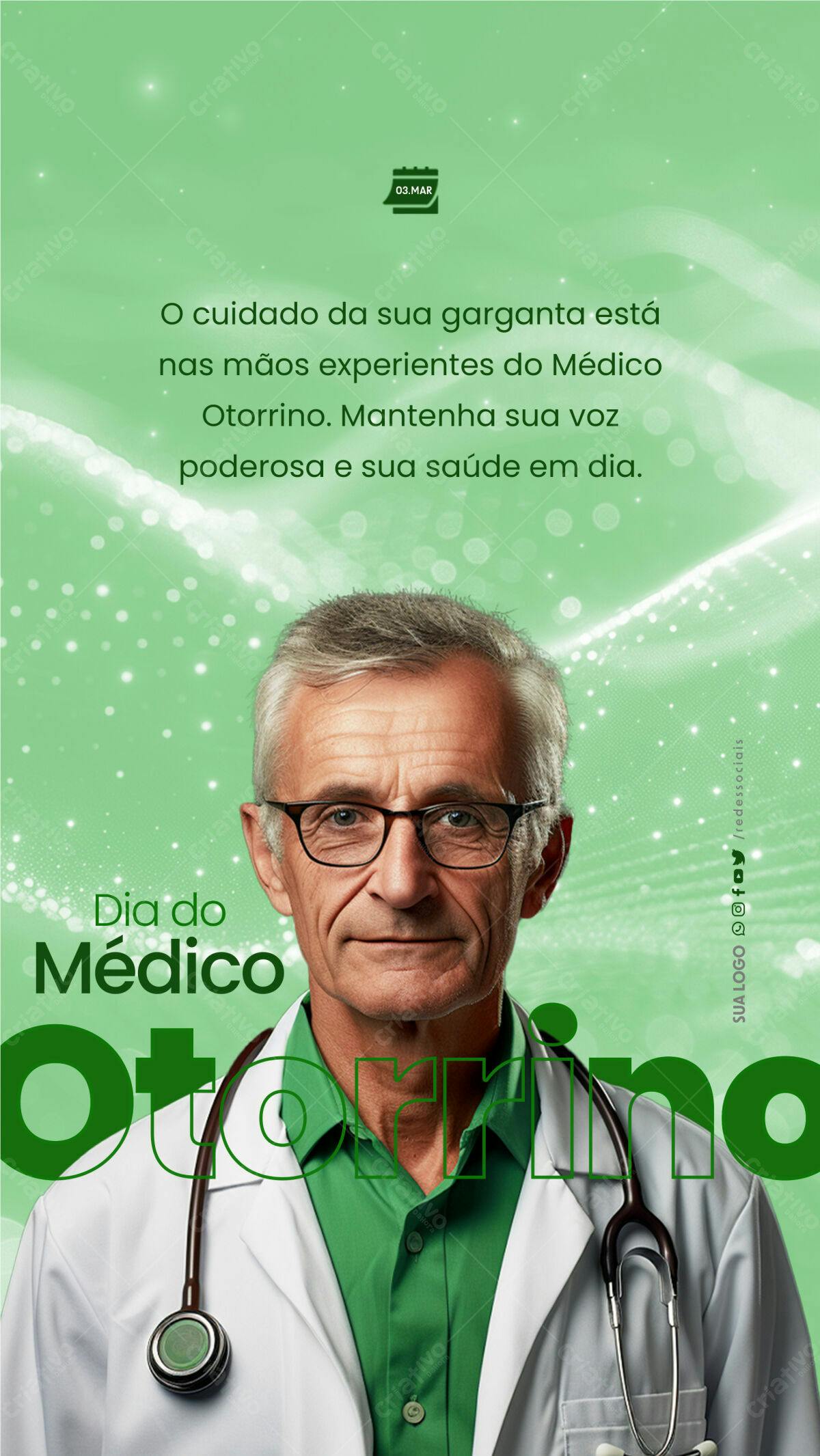Flyer Dia do Médico Otorrino PSD Editável