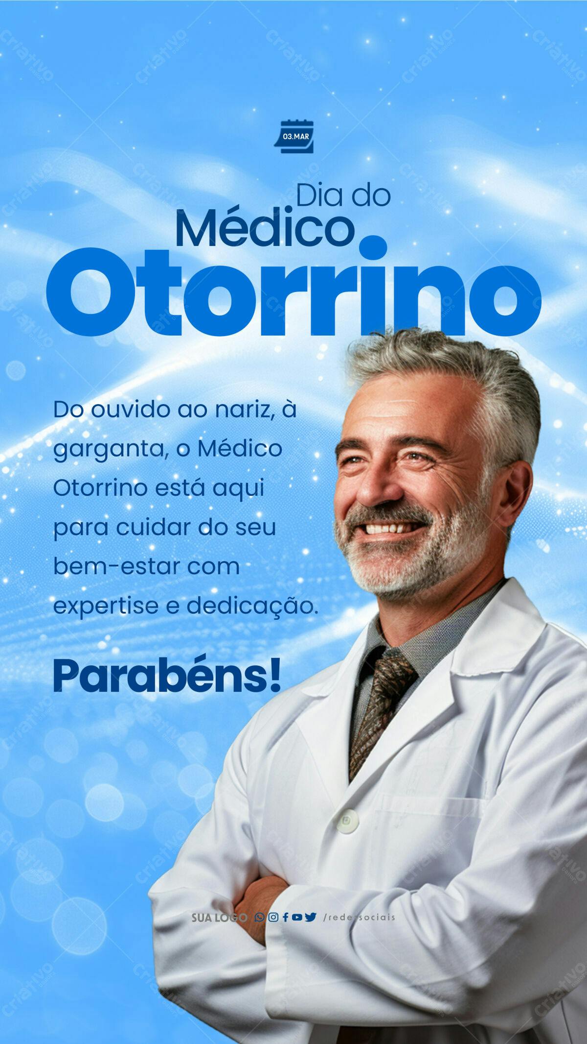 Flyer Dia do Médico Otorrino PSD Editável